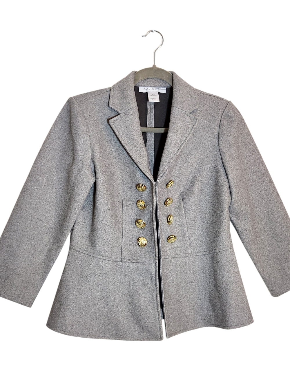Carol Wren Gray Military Inspired Blazer Size Small Petite